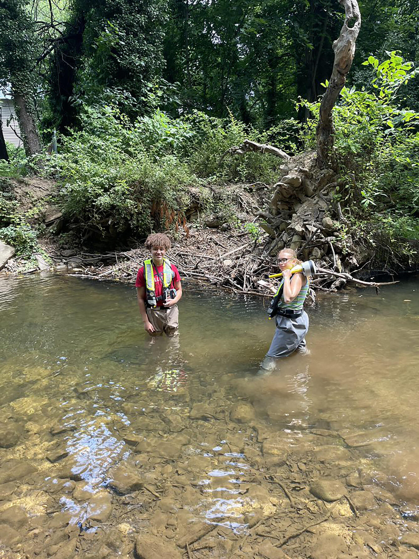 Brennan and Emily assess habitat in a spillway plunge pool. U.S